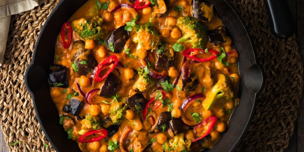 Healthy Vegan Chickpea Aubergine Tikka Masala